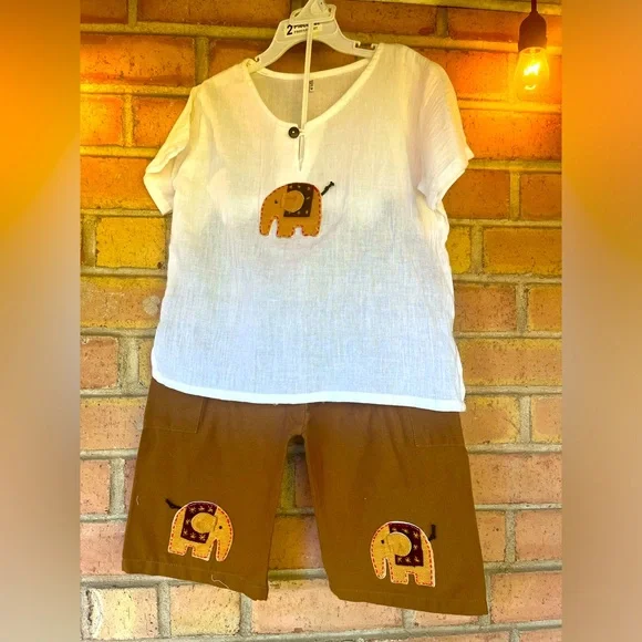 Boys Size 5 Hand Made Thai Shirt and Short Set - Picture 1 of 8